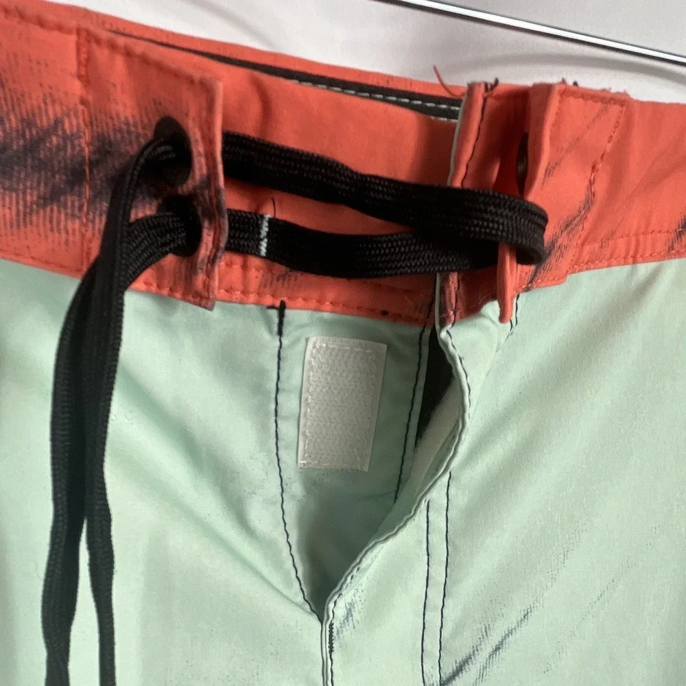VANS Men's Board Shorts Drawstring Swim‎ Trunks Orange/Green/Black Size 36 Waist